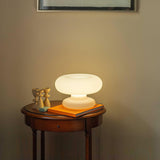 Modern Mid Century Donut Frosted Glass Table Lamp Minimalist Round Accent Lighting for Bedside and Living Room
