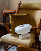 Modern Mid Century Donut Frosted Glass Table Lamp Minimalist Round Accent Lighting for Bedside and Living Room