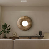 Modern Round Wood Donut LED Ceiling Light Large Flush Mount Fixture for Home