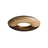 Modern Round Wood Donut LED Ceiling Light Large Flush Mount Fixture for Home