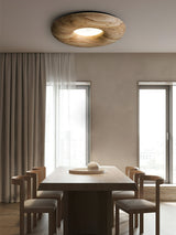Modern Round Wood Donut LED Ceiling Light Large Flush Mount Fixture for Home