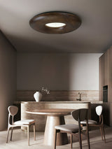 Modern Round Wood Donut LED Ceiling Light Large Flush Mount Fixture for Home