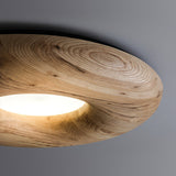 Modern Round Wood Donut LED Ceiling Light Large Flush Mount Fixture for Home