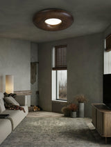 Modern Round Wood Donut LED Ceiling Light Large Flush Mount Fixture for Home