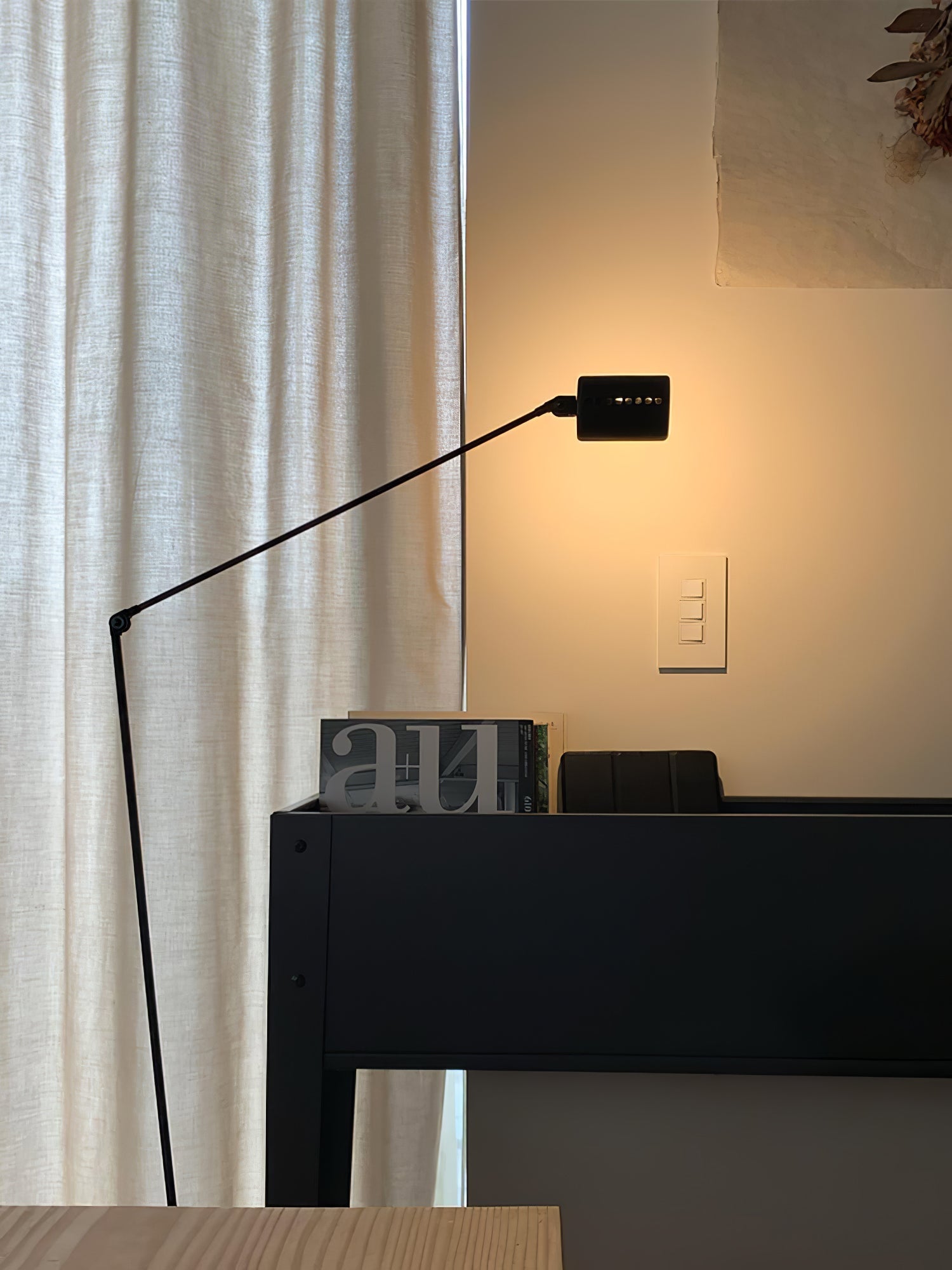 Dynamo Adjustable Arm LED Floor Lamp with Rotating Metal Diffuser and Cylindrical Base Standing Light