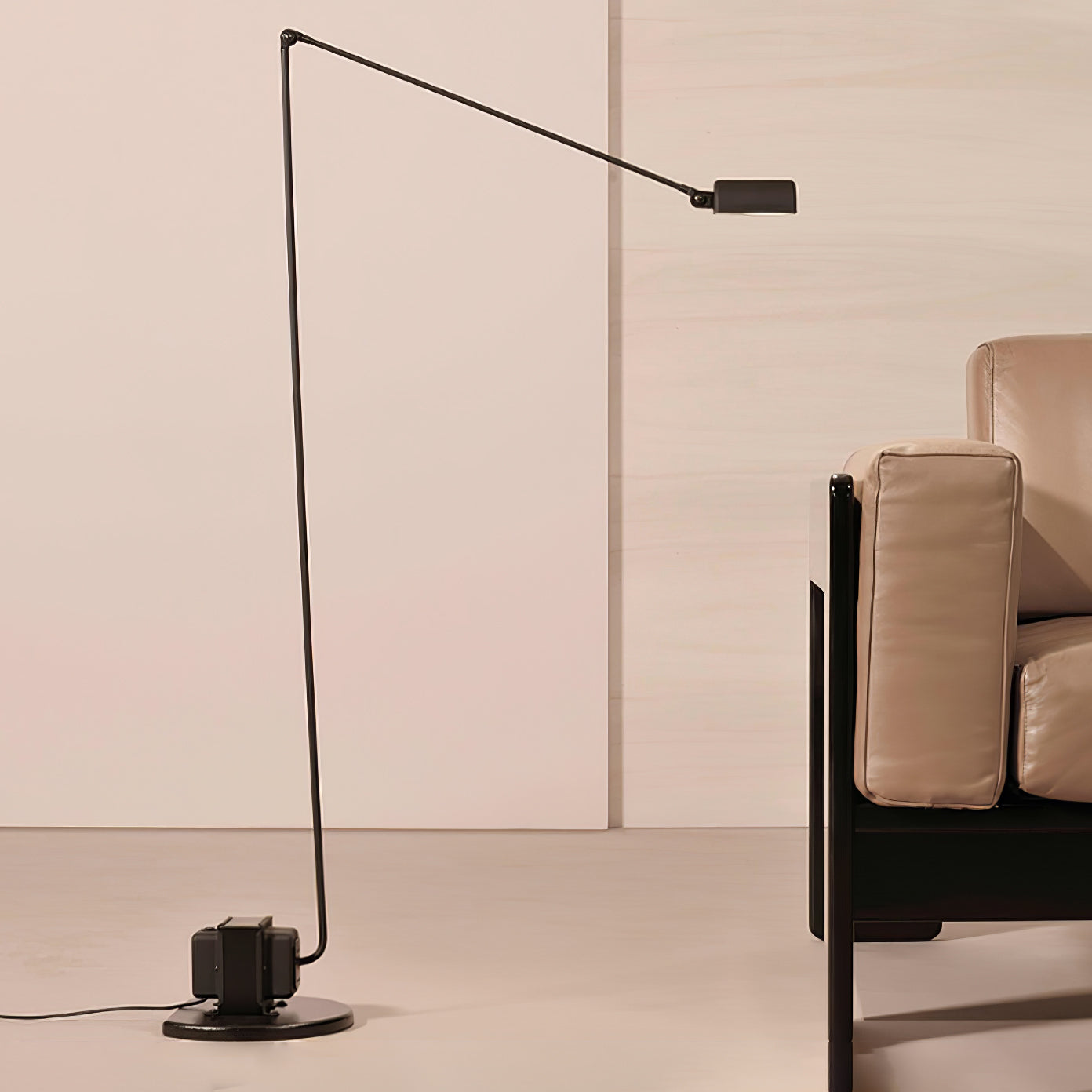 Dynamo Adjustable Arm LED Floor Lamp with Rotating Metal Diffuser and Cylindrical Base Standing Light