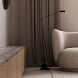 Dynamo Adjustable Arm LED Floor Lamp with Rotating Metal Diffuser and Cylindrical Base Standing Light