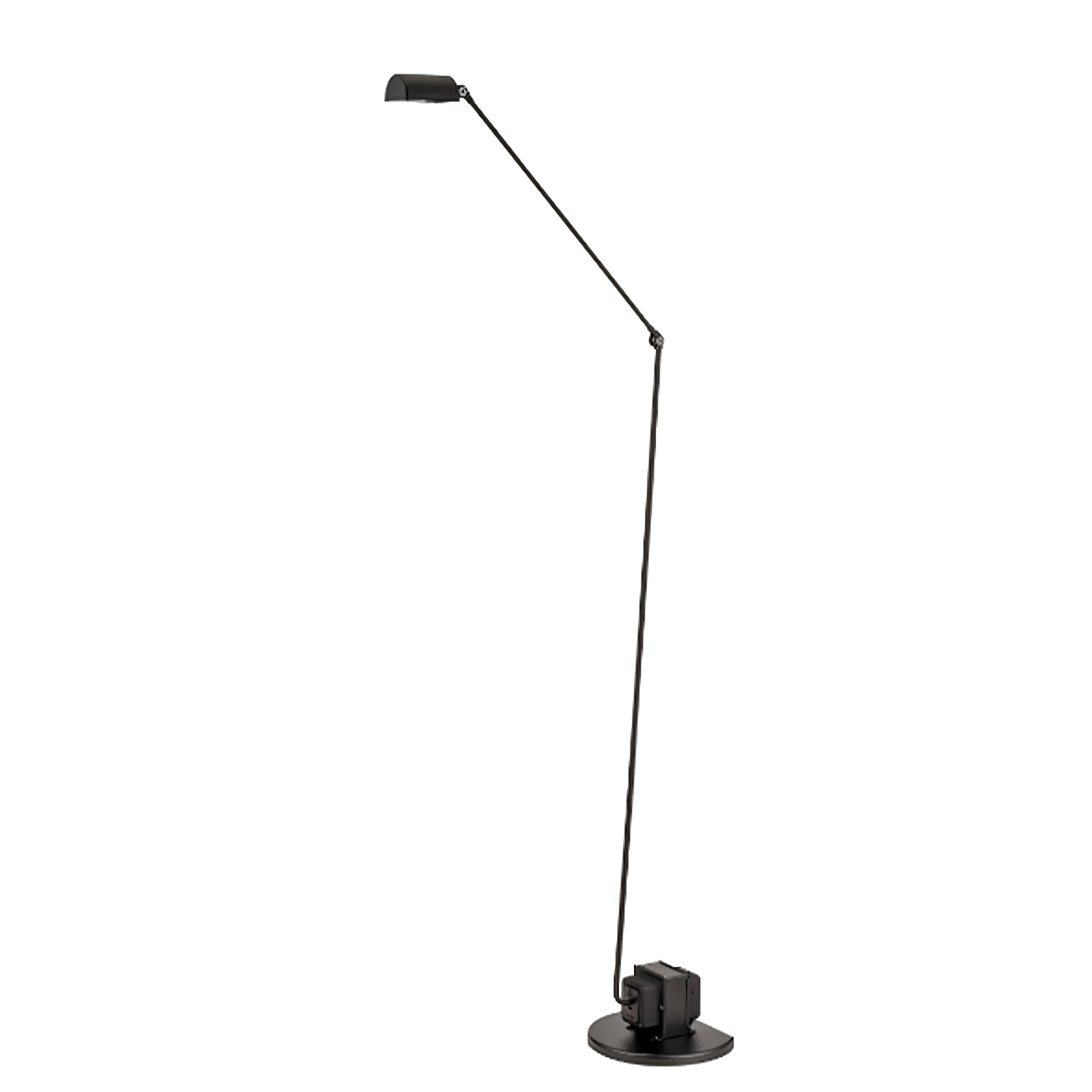 Dynamo Adjustable Arm LED Floor Lamp with Rotating Metal Diffuser and Cylindrical Base Standing Light