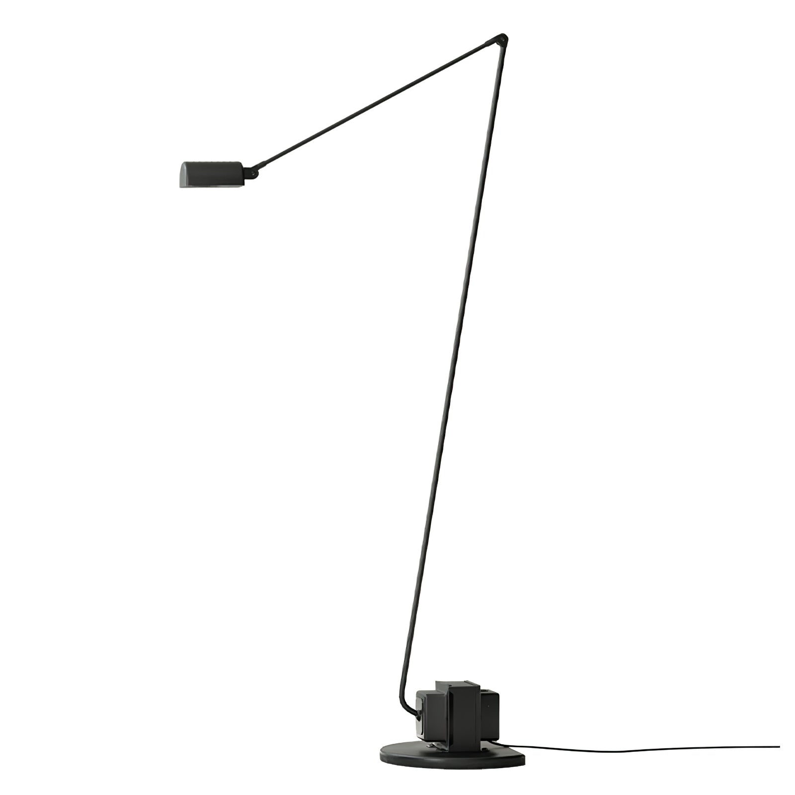 Dynamo Adjustable Arm LED Floor Lamp with Rotating Metal Diffuser and Cylindrical Base Standing Light