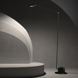 Dynamo Adjustable Arm LED Floor Lamp with Rotating Metal Diffuser and Cylindrical Base Standing Light