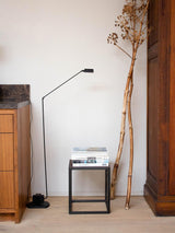 Dynamo Adjustable Arm LED Floor Lamp with Rotating Metal Diffuser and Cylindrical Base Standing Light