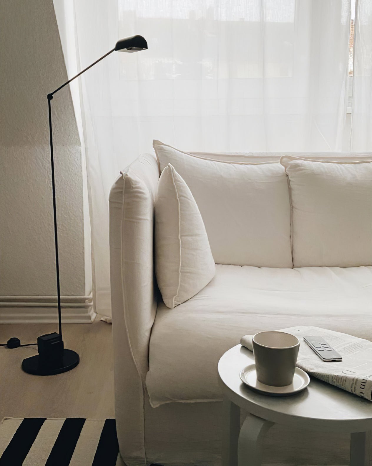 Dynamo Adjustable Arm LED Floor Lamp with Rotating Metal Diffuser and Cylindrical Base Standing Light