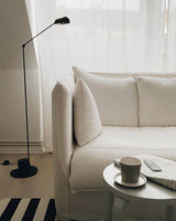 Dynamo Adjustable Arm LED Floor Lamp with Rotating Metal Diffuser and Cylindrical Base Standing Light