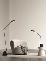 Dynamo Adjustable Arm LED Floor Lamp with Rotating Metal Diffuser and Cylindrical Base Standing Light