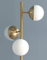Modern LED Tree Standing Floor Lamp with Frosted Glass Globes and Gold Finish