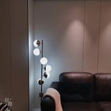 Modern LED Tree Standing Floor Lamp with Frosted Glass Globes and Gold Finish