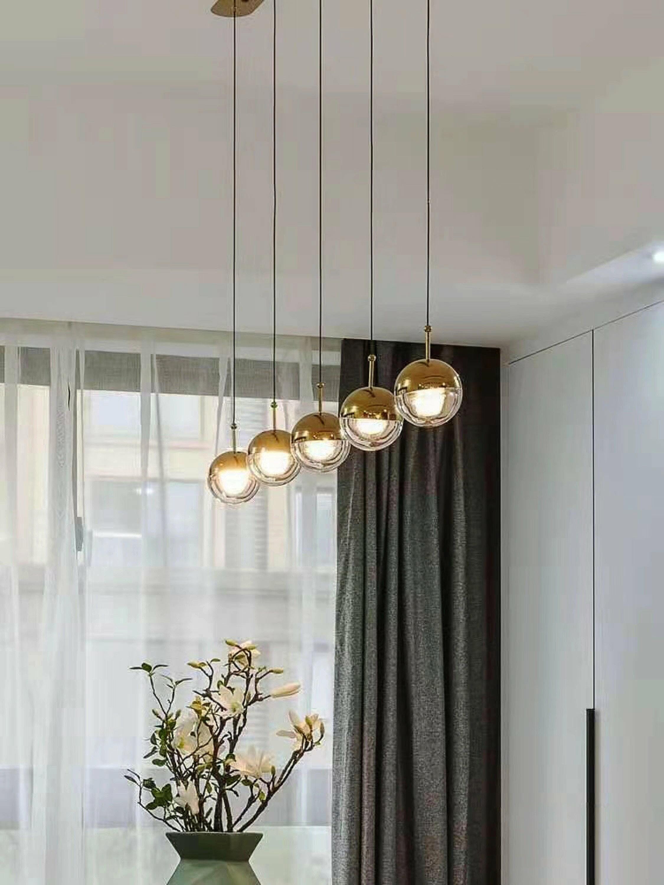 Modern Multi Head Glass Sphere LED Pendant Light for Restaurant and Home Decor