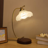 Vintage Pleated Shade Table Lamp with Walnut Base and Gold Accents for Modern Bedrooms