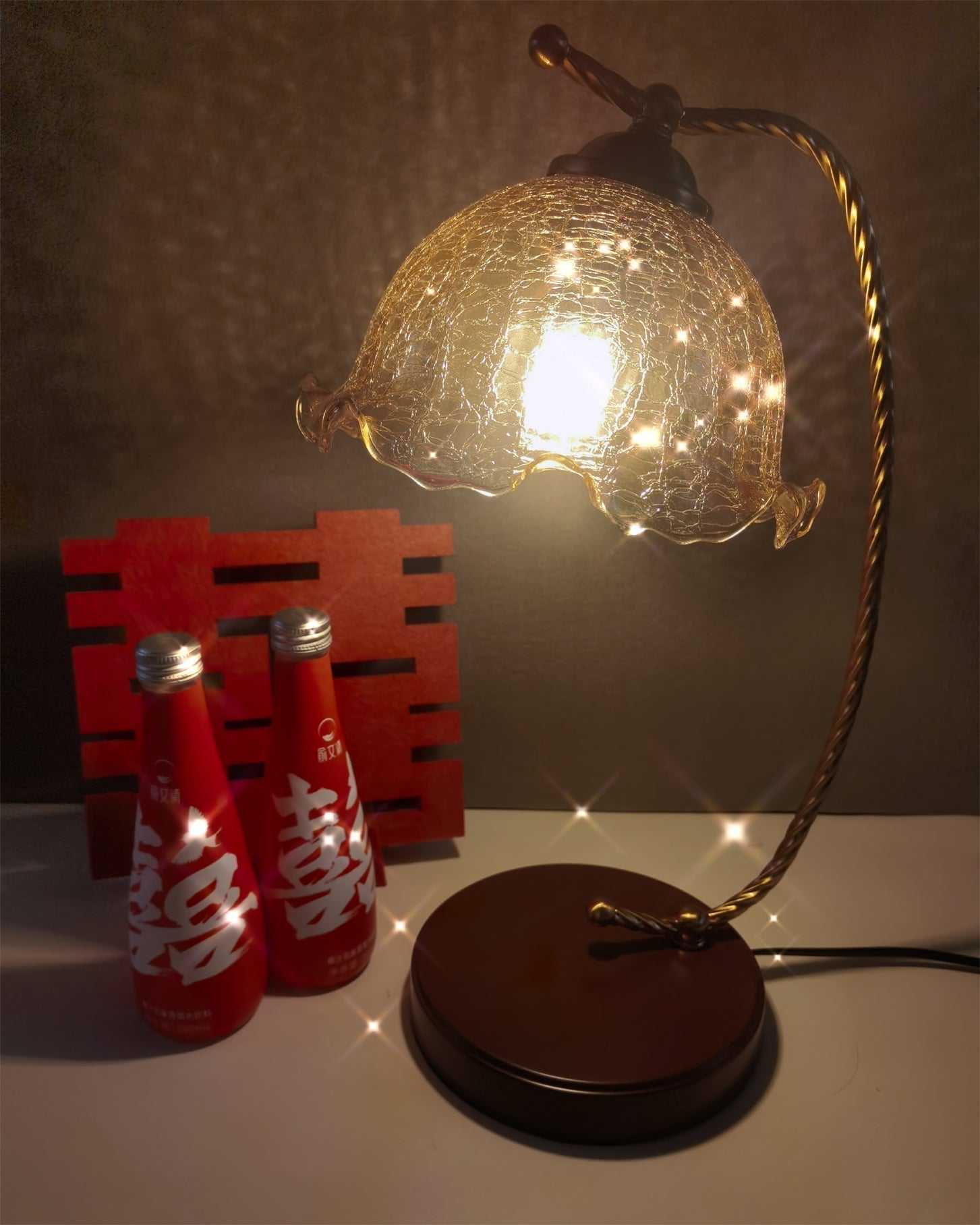 Vintage Pleated Shade Table Lamp with Walnut Base and Gold Accents for Modern Bedrooms