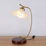 Vintage Pleated Shade Table Lamp with Walnut Base and Gold Accents for Modern Bedrooms