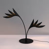 Modern Double Leaf Metal Table Lamp with Botanical Design in Black Finish for Office and Bedroom