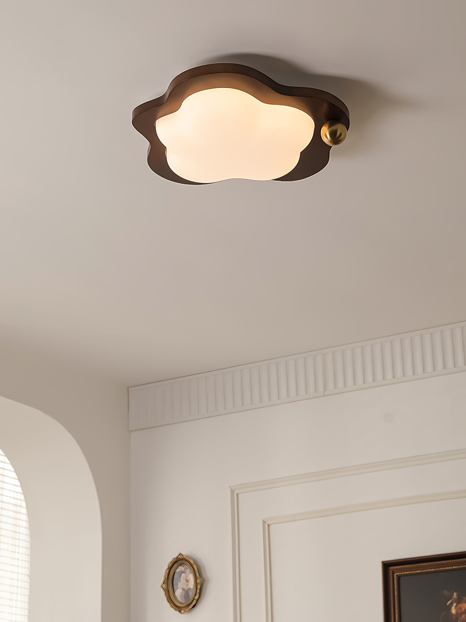 Dreamscape Walnut Wood LED Ceiling Light for Kids Room Cloud Heart Star Shapes