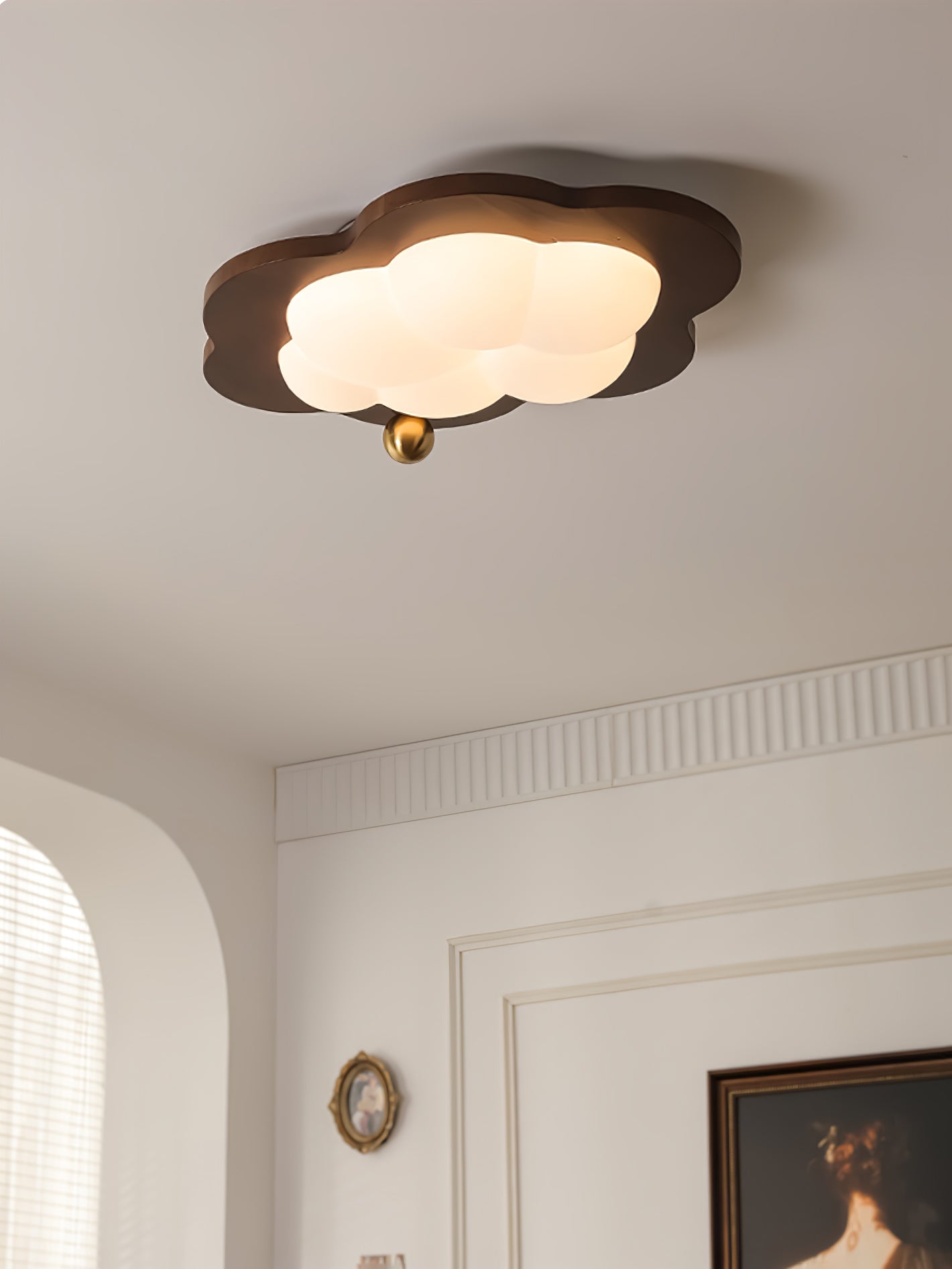 Dreamscape Walnut Wood LED Ceiling Light for Kids Room Cloud Heart Star Shapes