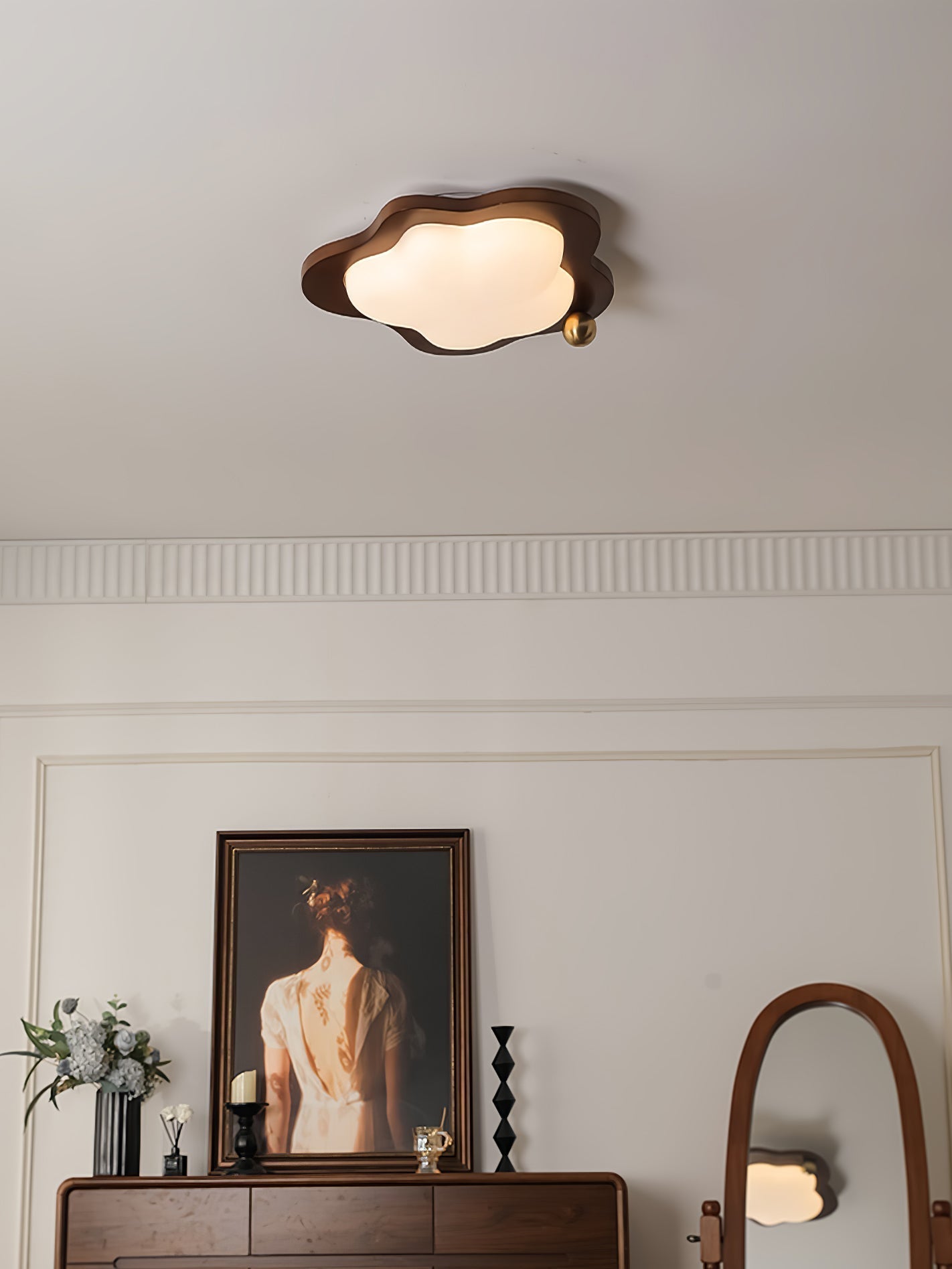 Dreamscape Walnut Wood LED Ceiling Light for Kids Room Cloud Heart Star Shapes