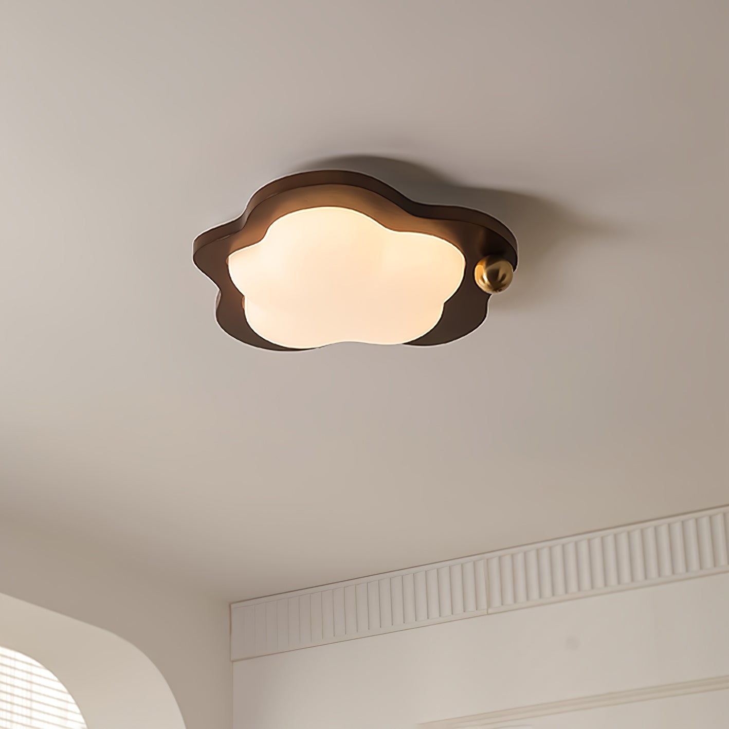 Dreamscape Walnut Wood LED Ceiling Light for Kids Room Cloud Heart Star Shapes