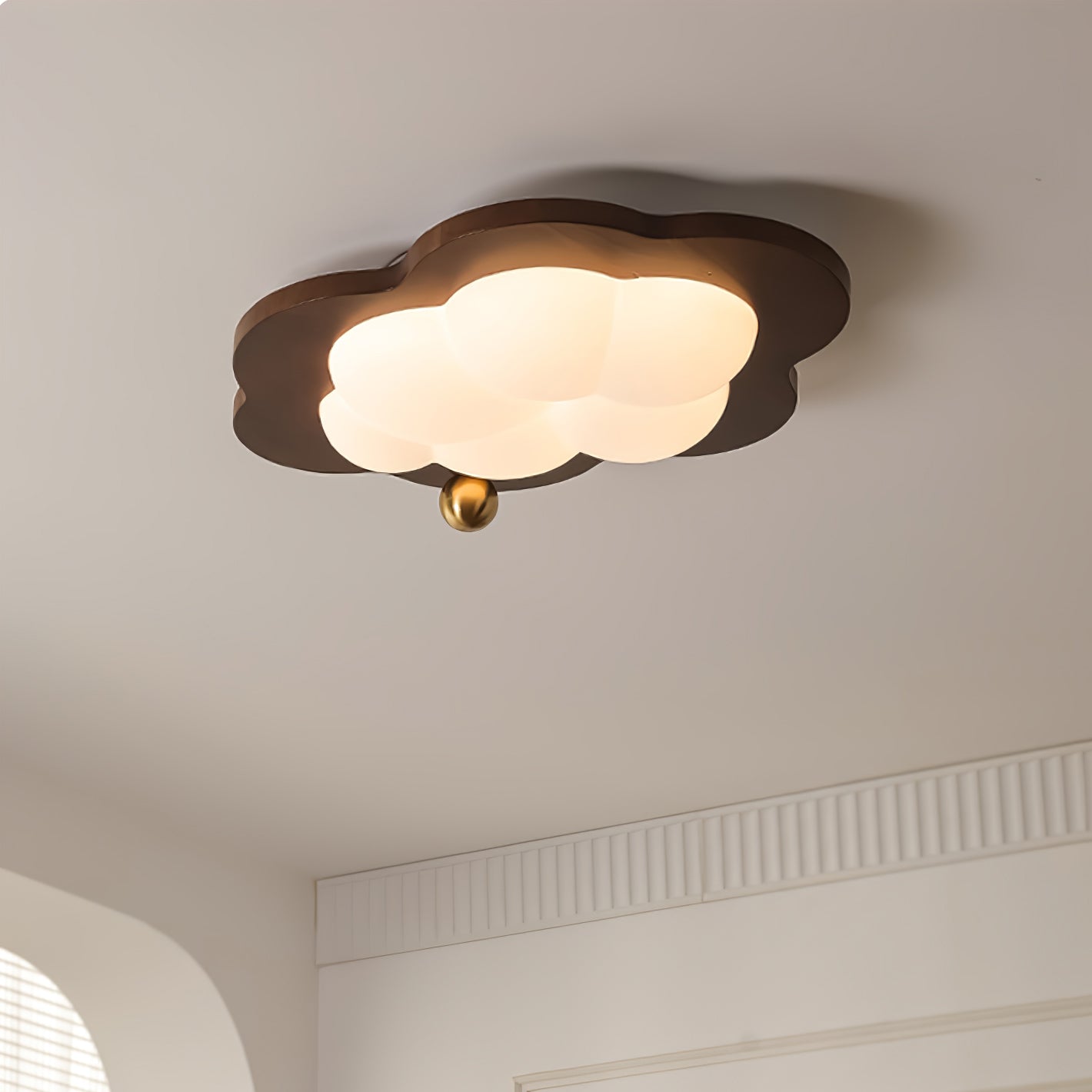 Dreamscape Walnut Wood LED Ceiling Light for Kids Room Cloud Heart Star Shapes