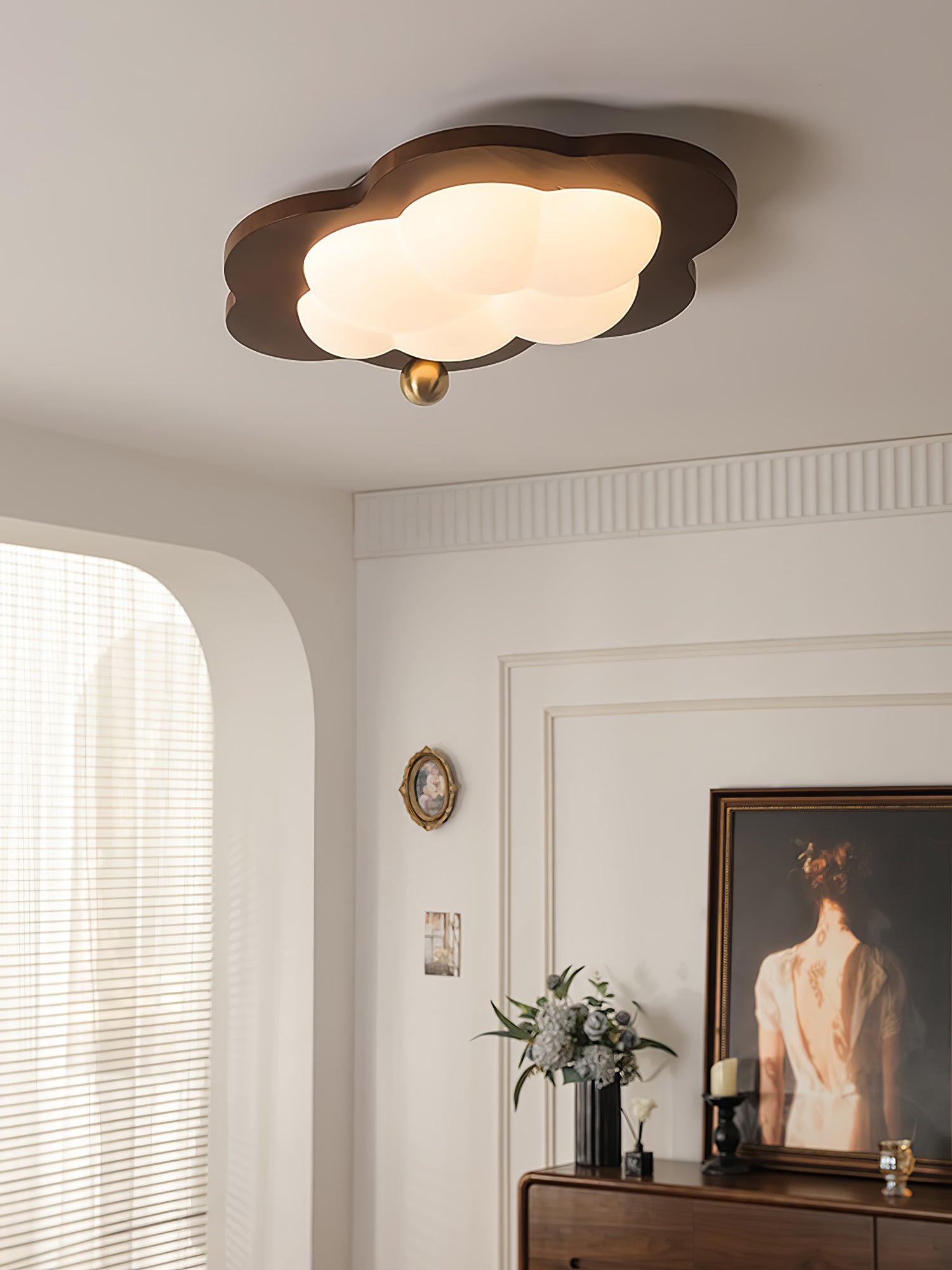 Dreamscape Walnut Wood LED Ceiling Light for Kids Room Cloud Heart Star Shapes