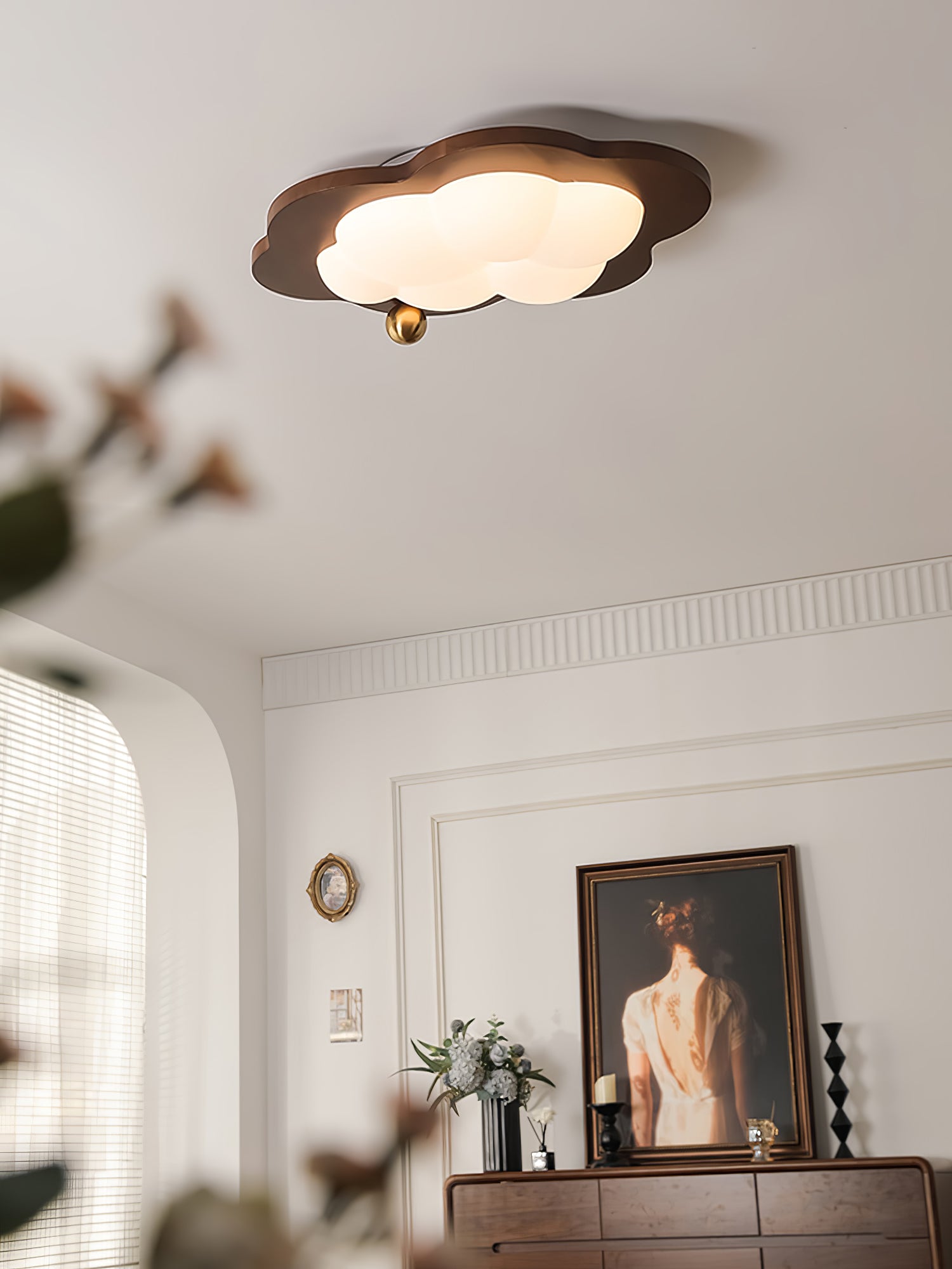 Dreamscape Walnut Wood LED Ceiling Light for Kids Room Cloud Heart Star Shapes