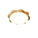 Modern Rubberwood Drum Flush Mount Ceiling Light for Minimalist Living Spaces