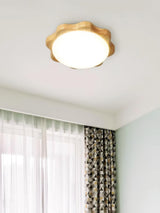 Modern Rubberwood Drum Flush Mount Ceiling Light for Minimalist Living Spaces