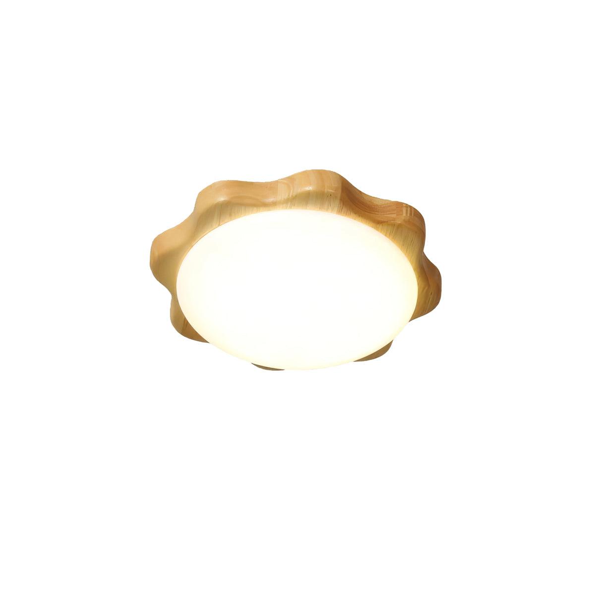Modern Rubberwood Drum Flush Mount Ceiling Light for Minimalist Living Spaces