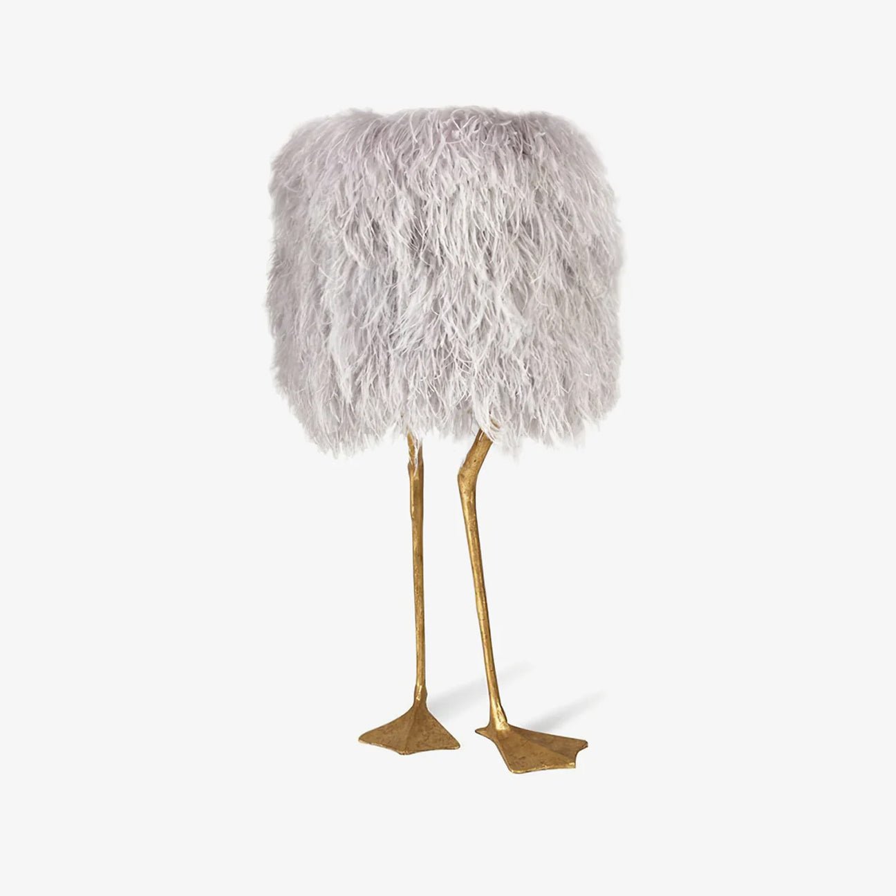 Antique Brass Duck Feet Table Lamp with Natural Feather Shade for Bedroom Decor