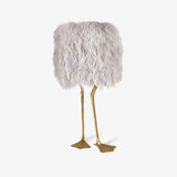 Antique Brass Duck Feet Table Lamp with Natural Feather Shade for Bedroom Decor