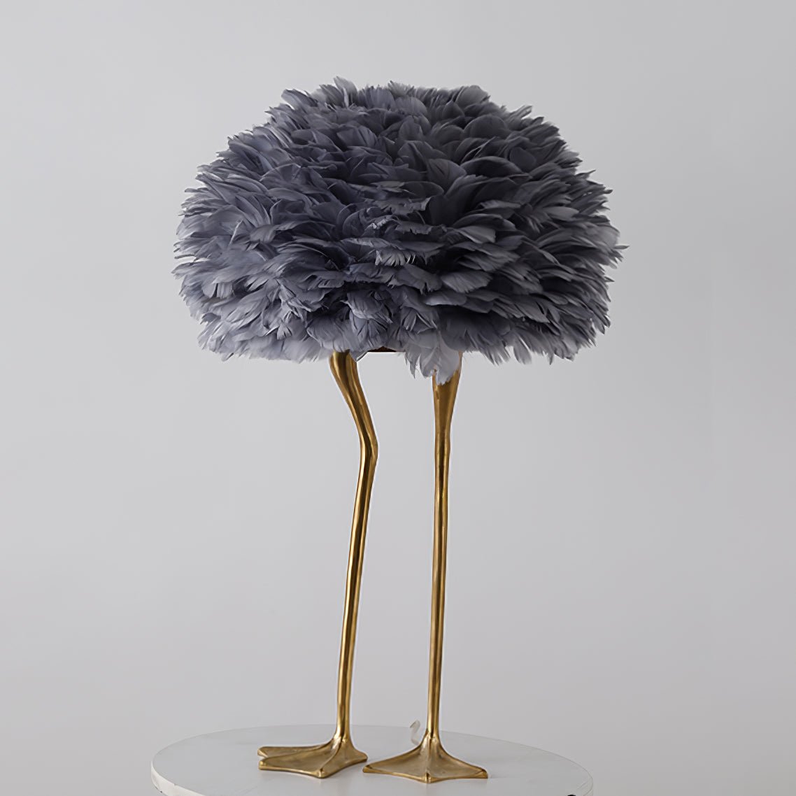 Antique Brass Duck Feet Table Lamp with Natural Feather Shade for Bedroom Decor