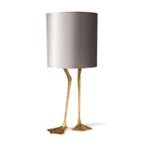 Antique Brass Duck Feet Table Lamp with Natural Feather Shade for Bedroom Decor