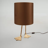 Antique Brass Duck Feet Table Lamp with Natural Feather Shade for Bedroom Decor
