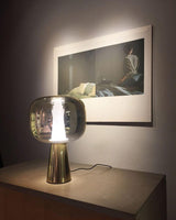 Modern Dusk Dawn LED Reading Table Lamp with Geometric Conic Base for Bedside Decor