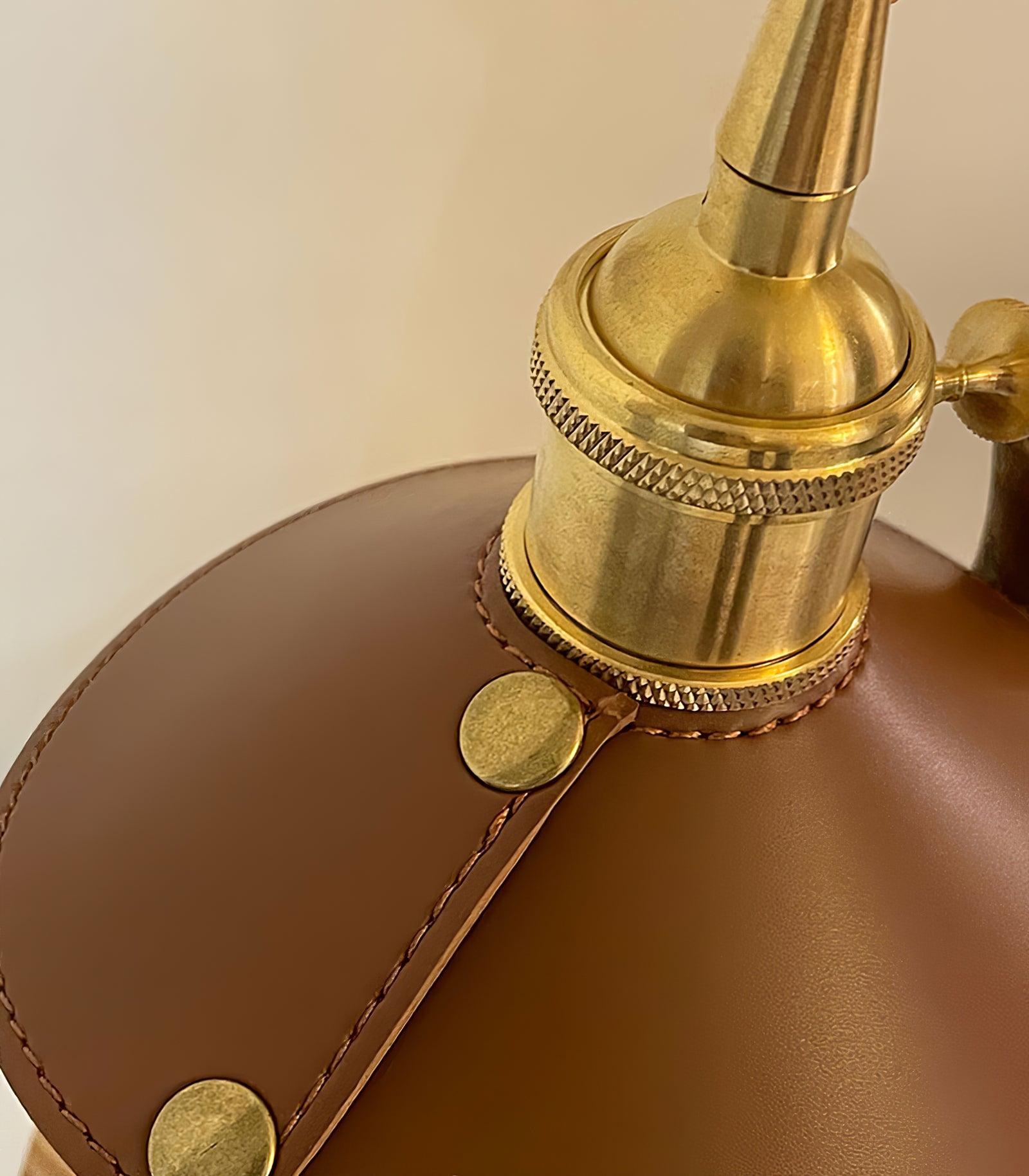 Vintage Wood and Leather Candle Warmer Table Lamp for Bedside and Desk Lighting