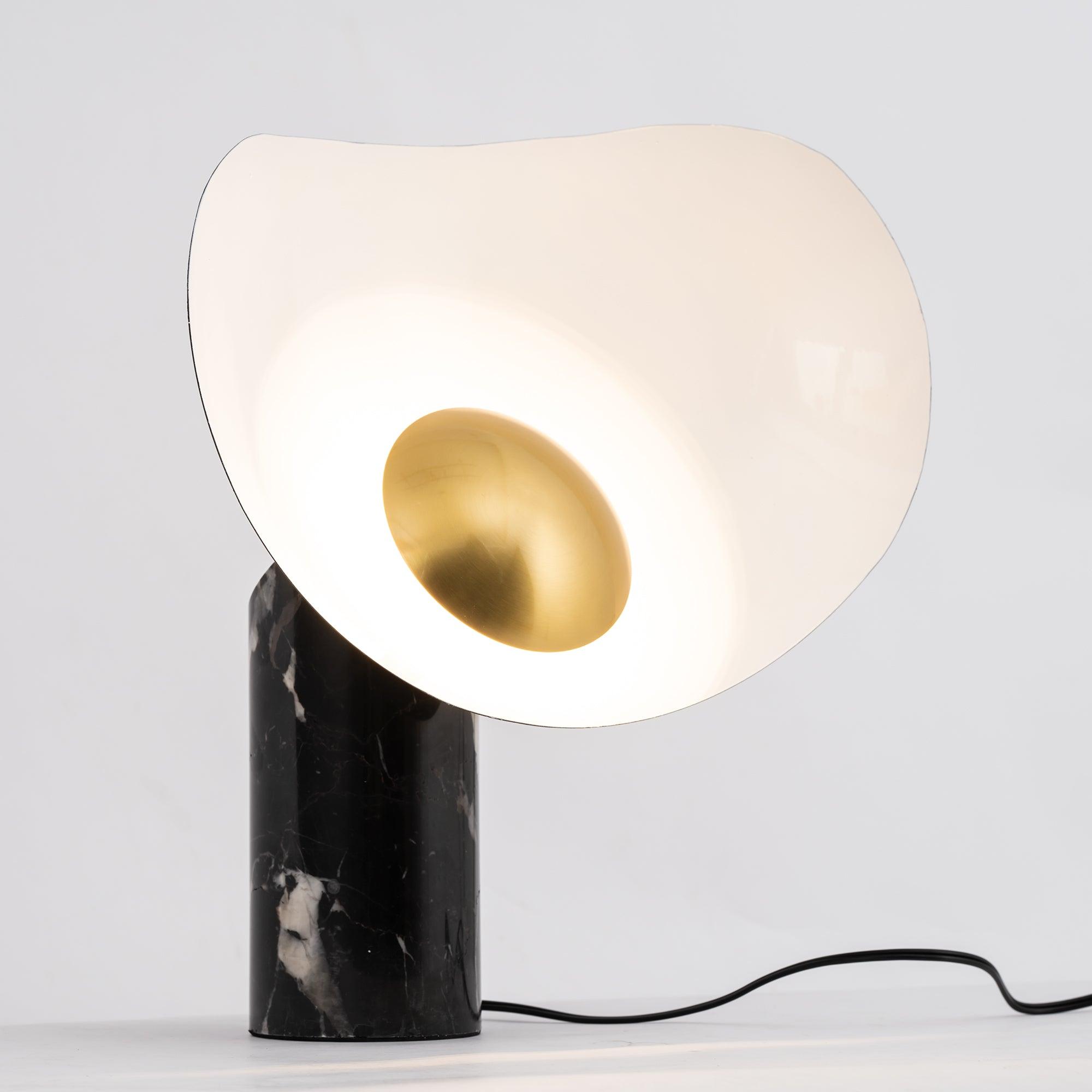 Elegant Modern Marble and Metal Sculptural Table Lamp for Reading