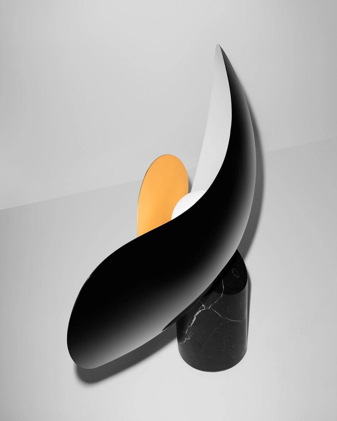 Elegant Modern Marble and Metal Sculptural Table Lamp for Reading