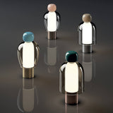 Portable Rechargeable LED Table Lamp with Smoke Grey Glass Shade for Modern Bedrooms