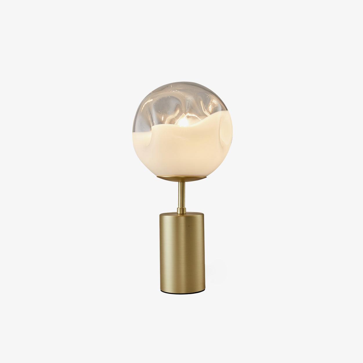 Modern Gold Metal Table Lamp with White Glass Sphere Shade for Bedside and Desk Lighting