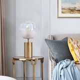 Modern Gold Metal Table Lamp with White Glass Sphere Shade for Bedside and Desk Lighting