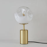 Modern Gold Metal Table Lamp with White Glass Sphere Shade for Bedside and Desk Lighting