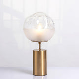 Modern Gold Metal Table Lamp with White Glass Sphere Shade for Bedside and Desk Lighting