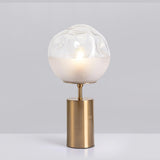 Modern Gold Metal Table Lamp with White Glass Sphere Shade for Bedside and Desk Lighting